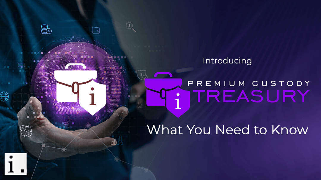 A person holding up a projection of the logo for Treasury Accounts in their hand with the title: Introducing:Premium Custody Treasury. What You Need to Know 